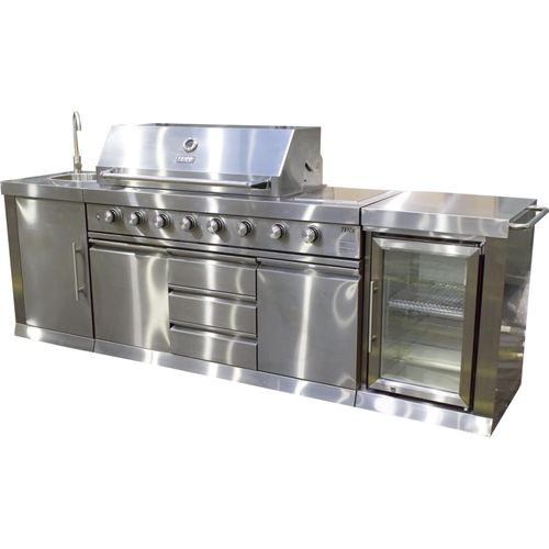 Outdoor Küche Gasgrill BBQ Außenküche Outdoor Garten Kitchen Edelstahl in Silber