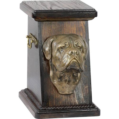 Bordeauxdogge, Dogue de Bordeaux I eine Ascheurne für Hunde, eine elegante Urne mit einer Statue, eine Gedenkurne mit dem Porträt eines Hundes von der Marke Art-Dog