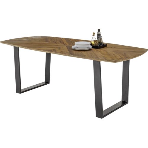 Esstisch ></noscript>Zac< in Holz und schwarz, Holz und Metall - 220x76x100cm (BxHxT)