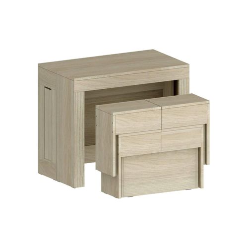 Tisch- und Stuhlset Eric, Mehrzweckkomposition, Set mit Konsole und 2 ausziehbaren Bänken, 100 % Italy, 66 x 25 x 45 cm, Olmo