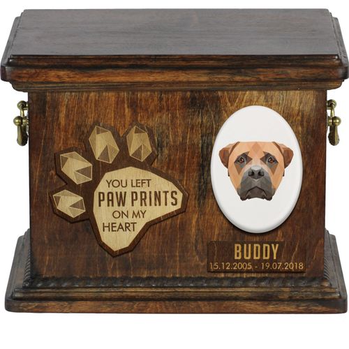 Bullmastiff Personalisierte Hundeurne mit Gravur, Erinnerungsbox für Hundeknochen von der Marke Art-Dog