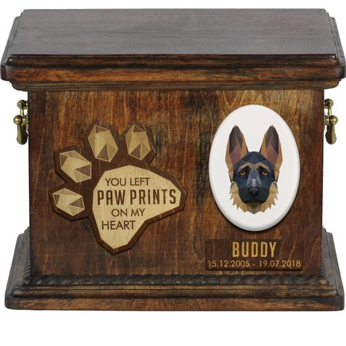 Deutscher Schäferhund Personalisierte Hundeurne mit Gravur, Erinnerungsbox für Hundeknochen von der Marke Art-Dog