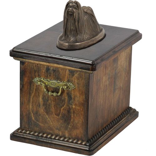 Malteser eine Urne für die Asche des Hundes, eine Urne mit einer Statue, eine elegante Urne im klassischen Stil der Marke Art-Dog