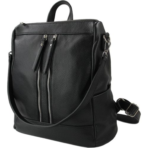 Toscanto Reißverschluss Cityrucksack schwarz Leder ORT100RS