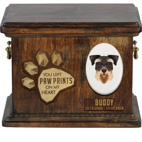 Schnauzer Personalisierte Hundeurne mit Gravur, Erinnerungsbox für Hundeknochen von der Marke Art-Dog