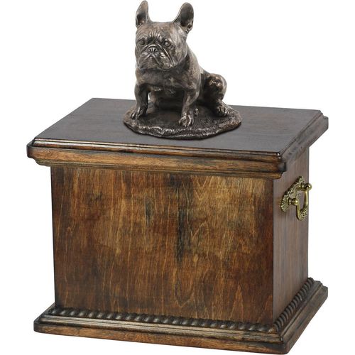 Französische Bulldogge II eine Urne für die Asche des Hundes, eine Urne mit einer Statue, eine elegante Urne im klassischen Stil der Marke Art-Dog