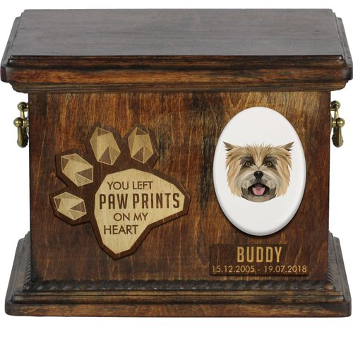 Cairn Terrier Personalisierte Hundeurne mit Gravur, Erinnerungsbox für Hundeknochen von der Marke Art-Dog