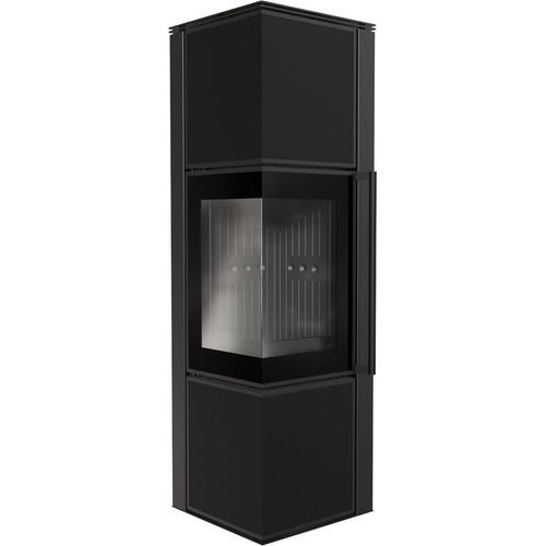 Kaminofen aus Stahl KRATKI TORA/M 8 kW Ø 150 Quarzsinter Nero Assoluto schwarz Verkleidung