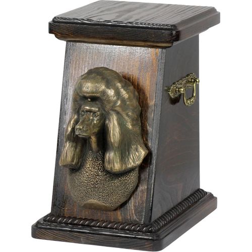 Pudel eine Ascheurne für Hunde, eine elegante Urne mit einer Statue, eine Gedenkurne mit dem Porträt eines Hundes von der Marke Art-Dog