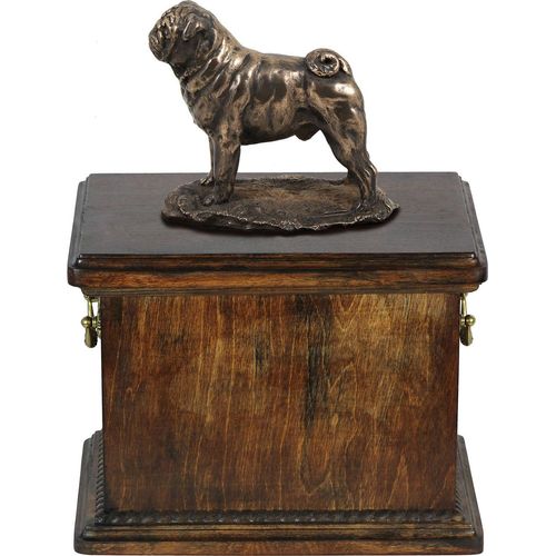 Mops, Pug, Carlin, Carlino, Doguillo eine Urne für die Asche des Hundes, eine Urne mit einer Statue, eine elegante Urne im klassischen Stil der Marke Art-Dog
