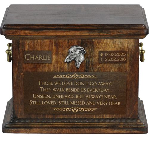 Italienisches Windspiel, Italian Greyhound Personalisierte Hundeurne mit Gravur, Erinnerungsbox für Hundeknochen von der Marke Art-Dog