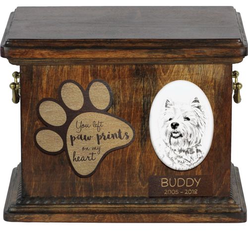 West Highland White Terrier, Weißer Hochlandterrier, Westie - Hund Ascheurne, personalisierte Ascheurne mit Foto, Hund Ascheurne von der Marke Art-Dog