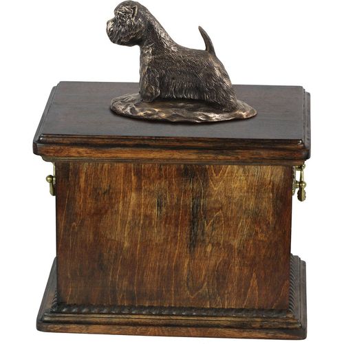 West Highland White Terrier, Weißer Hochlandterrier, Westie eine Urne für die Asche des Hundes, eine Urne mit einer Statue, eine elegante Urne im klassischen Stil der Marke Art-Dog