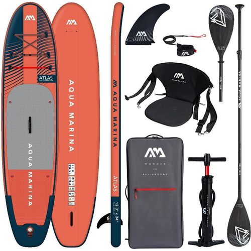 AQUA MARINA ATLAS 12.0 iSUP Board Set aufblasbar Stand Up Paddle Kajakpaddel Sitz