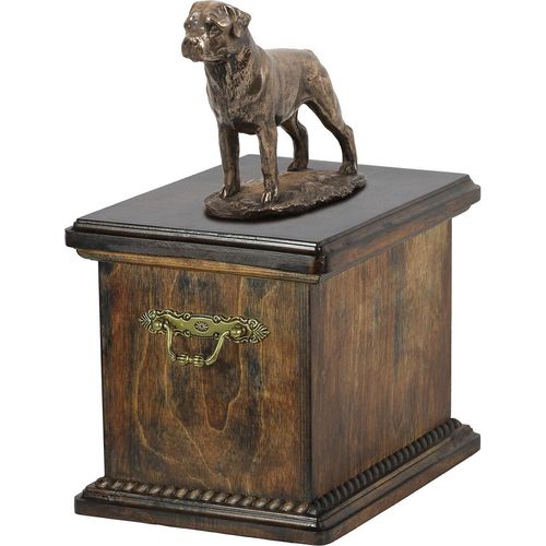 Rottweiler eine Urne für die Asche des Hundes, eine Urne mit einer Statue, eine elegante Urne im klassischen Stil der Marke Art-Dog