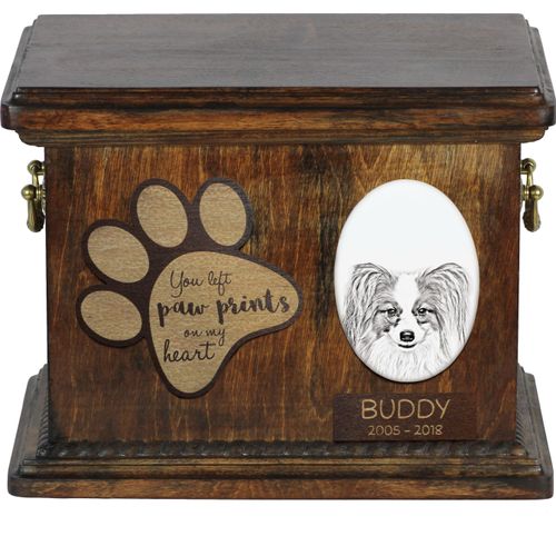 Papillon, Kontinentaler Zwergspaniel - Hund Ascheurne, personalisierte Ascheurne mit Foto, Hund Ascheurne von der Marke Art-Dog