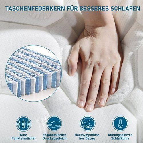 Federkernmatratze Kaltschaum Taschenfederker 90-160cm Mikrofaser Härtegrad H3 25cm Höhe, Odikalo