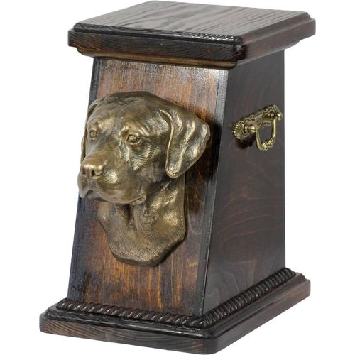 Labrador Retriever eine Ascheurne für Hunde, eine elegante Urne mit einer Statue, eine Gedenkurne mit dem Porträt eines Hundes von der Marke Art-Dog