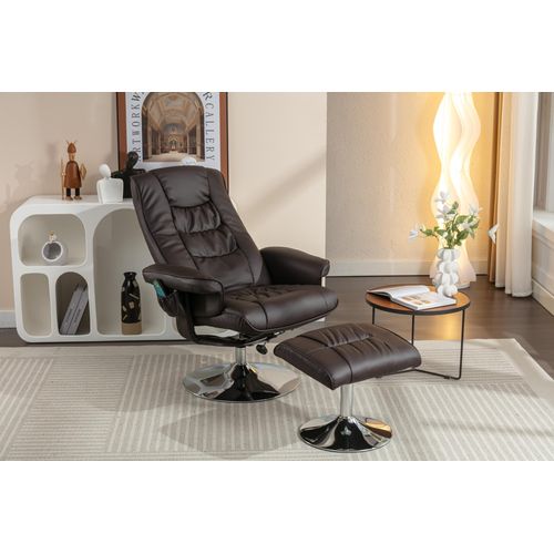 Ruhestuhl Massagestuhl mit Hocker Lounge-Sessel, Braun