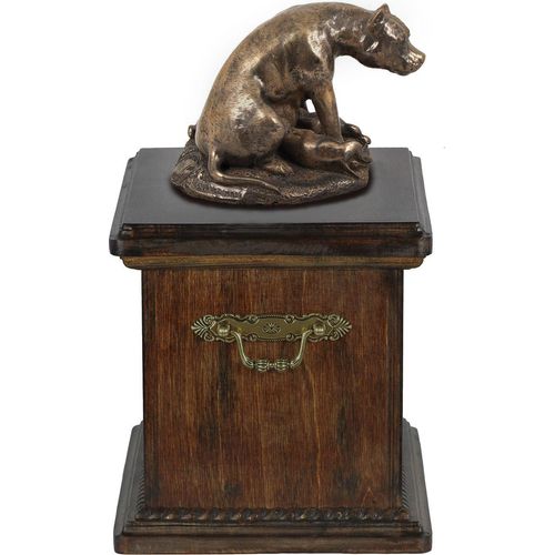 Staffordshire Bull Terrier, Staffordshire Bullterrier II eine Urne für die Asche des Hundes, eine Urne mit einer Statue, eine elegante Urne im klassischen Stil der Marke Art-Dog