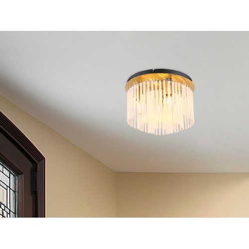 LED Deckenlampe Schlafzimmer über Bett, Ausgefallene Wohnzimmerlampe Gold Ø32cm