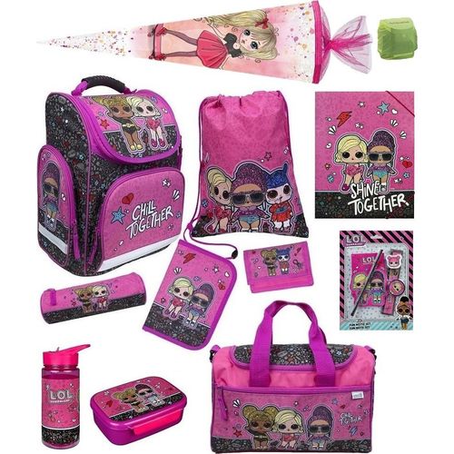 Mädchen Schulranzen 1. Klasse LOL SURPRISE Schultaschen-Set 16-teilig mit Sporttasche und Schultüte 85cm