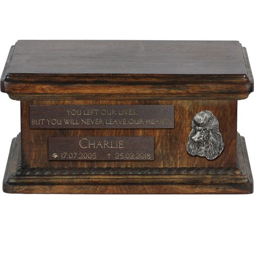 Pudel - hölzerne Urne für die Asche eines Hundes, personalisierte Urne mit Gravur, kleine Urne für Hundesasche von der Marke Art-Dog