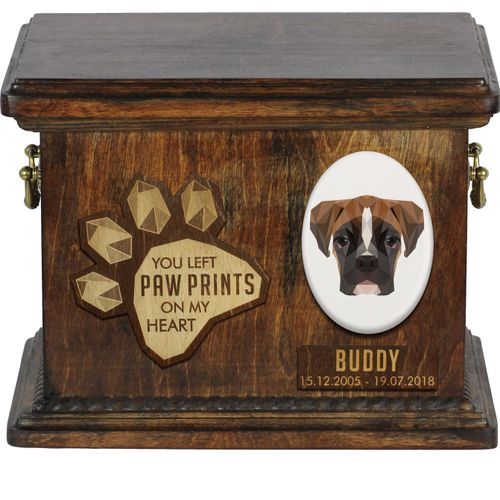 Boxer, Deutscher Boxer III Personalisierte Hundeurne mit Gravur, Erinnerungsbox für Hundeknochen von der Marke Art-Dog