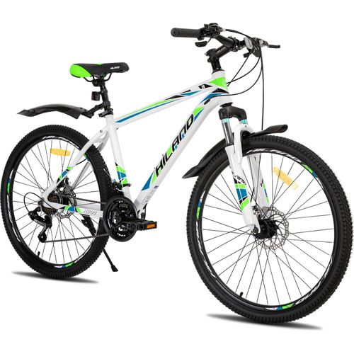 Hiland Mountainbike MTB 27,5 Zoll mit Aluminiumrahmen Scheibenbremse Speichenräder Jugendliche Herr Damen Fahrradrad, Studenten-Pendlerfahrrad