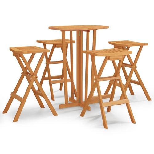 vidaXL 5-tlg. Bar-Set Klappbar Massivholz Teak