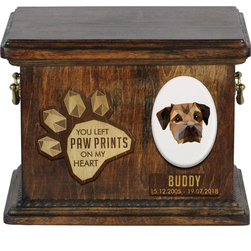 Border Terrier Personalisierte Hundeurne mit Gravur, Erinnerungsbox für Hundeknochen von der Marke Art-Dog