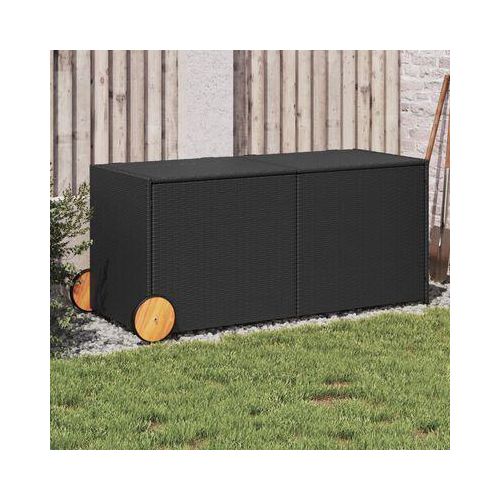 Schwarz Gartentruhe mit Rollen 283L Poly Rattan