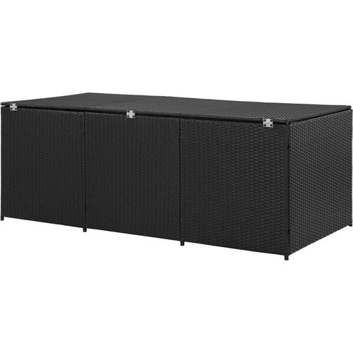 Schwarz Gartenbox Poly Rattan 180x90x70 cm