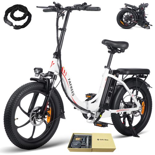 E-bike klapprad 20 Zoll Rostfreie Aluminiumlegierung Wasserdicht IPX5 36 V 16 Ah 576 Wh bis zu 100 - 130 km Citybike 7 Gang, Weiß
