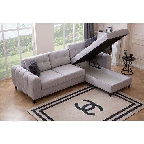 Beige Polster Ecksofa Designer Sitzmöbel Textil Wohnzimmer Couch Neu JVmoebel