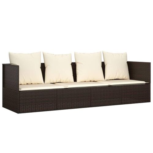 Prolenta Premium - Outdoor-Loungebett mit Kissen Braun Poly Rattan