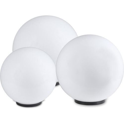 Kugelleuchte 3er Set 30/40/50cm weiß Kugellampen Aussenleuchte E27 o. Anschlußkabel