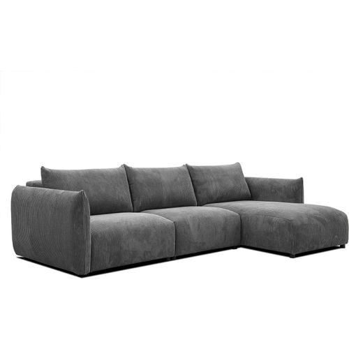 4-Sitzer Ecksofa Tauer rechts in Stoff dunkelgrau