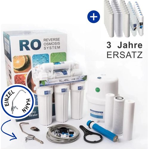 Umkehrosmoseanlage 6 Stufen RO6 Wasserfilter Mit Doppelt Hahn Und 3 Jahre Ersatz