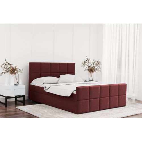 Kaiser Möbel Boxspringbett mit bettkasten und matratze,topper HANA Rotwein 120x200 cm