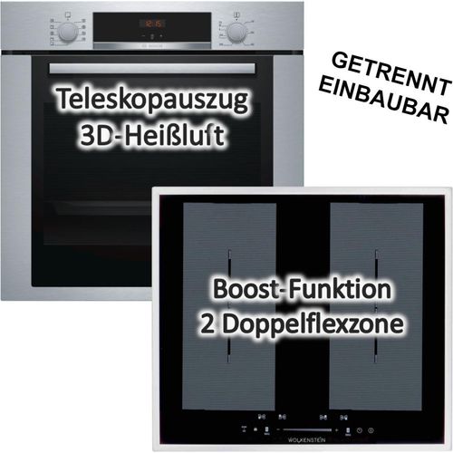 HERDSET Bosch Backofen mit Induktionskochfeld autark 60 cm Teleskopauszug NEU