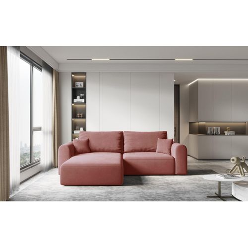 Ecksofa Sofa FLAVIO mit Schlaffunktion Stoff Castel Lachs Ottomane Links