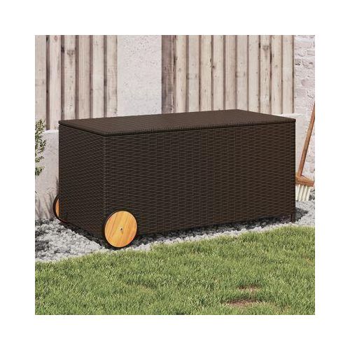 Braun Gartentruhe mit Rollen 190L Poly Rattan