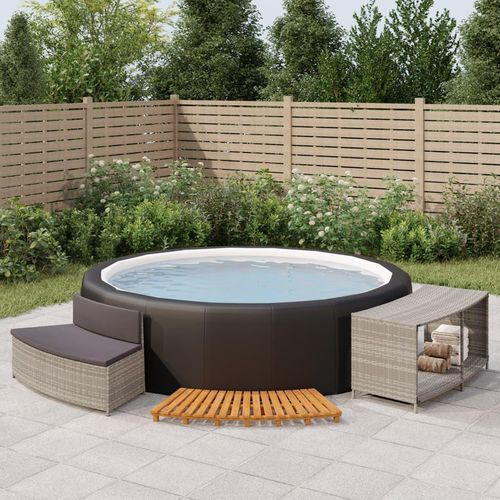 Möbel Whirlpool-Umrandung Grau Poly-Rattan und Massivholz Akazie - Poolzubehör 362258