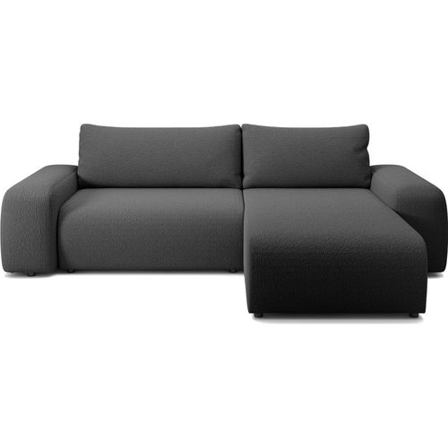 FEDVE Ecksofa Eckcouch mit Schlaffunktion Bornim Universal Bettkästen Couch Sofagarnitur Schwarz (Anthologie 19)