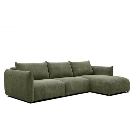 4-Sitzer Ecksofa Tauer rechts in Stoff olive