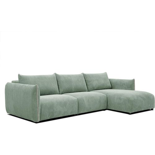 4-Sitzer Ecksofa Tauer rechts in Stoff salbei-grün