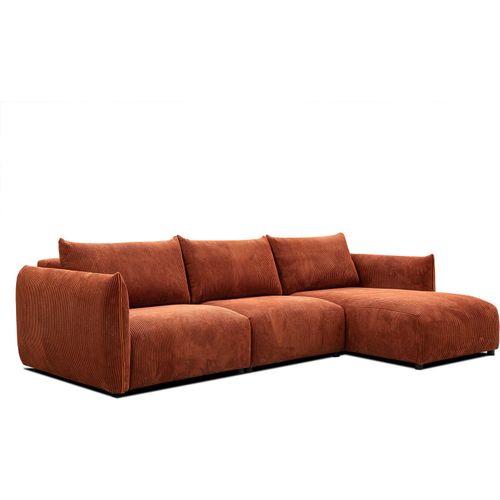 4-Sitzer Ecksofa Tauer rechts in Stoff dunkelorange