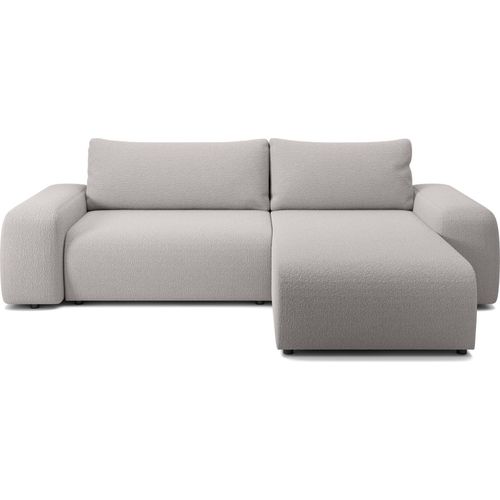 FEDVE Ecksofa Eckcouch mit Schlaffunktion Bornim Universal Bettkästen Couch Sofagarnitur Hellgrau (Anthologie 15)
