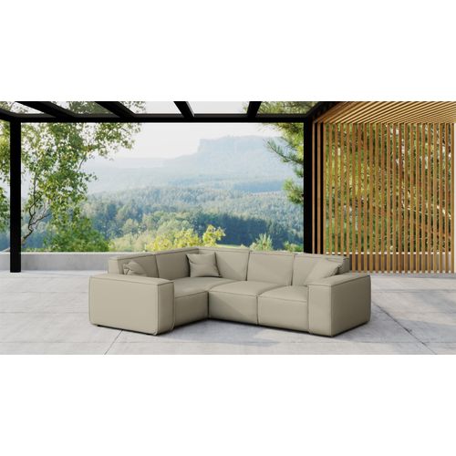 Garten Ecksofa SUMMER wetterfester Stoff NXL Toffee kurzer Schenkel Links
